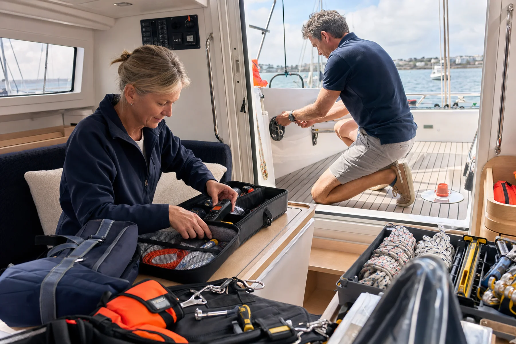 Preparing a new yacht's equipment for sea